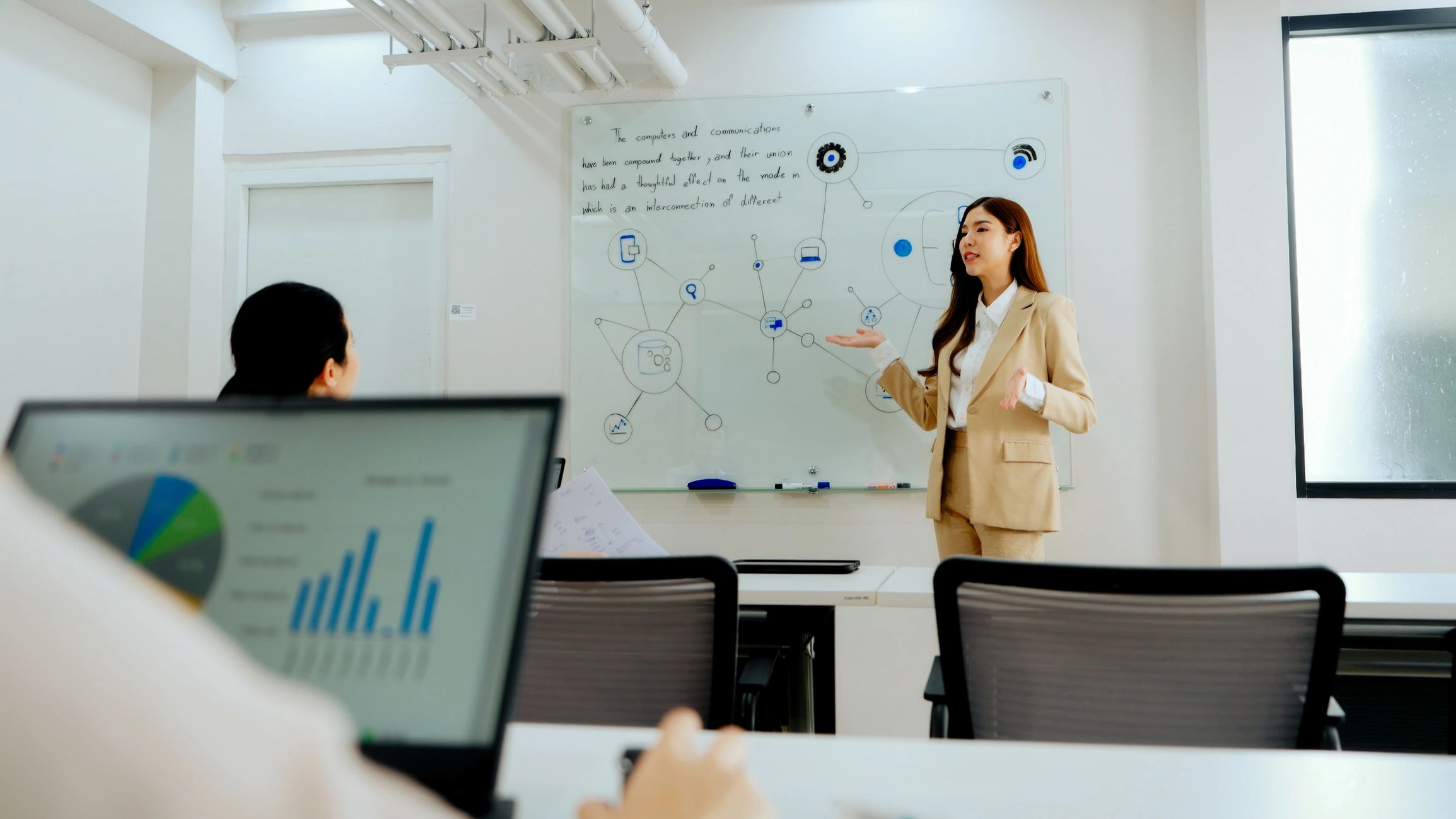Business professional presenting campaign insights